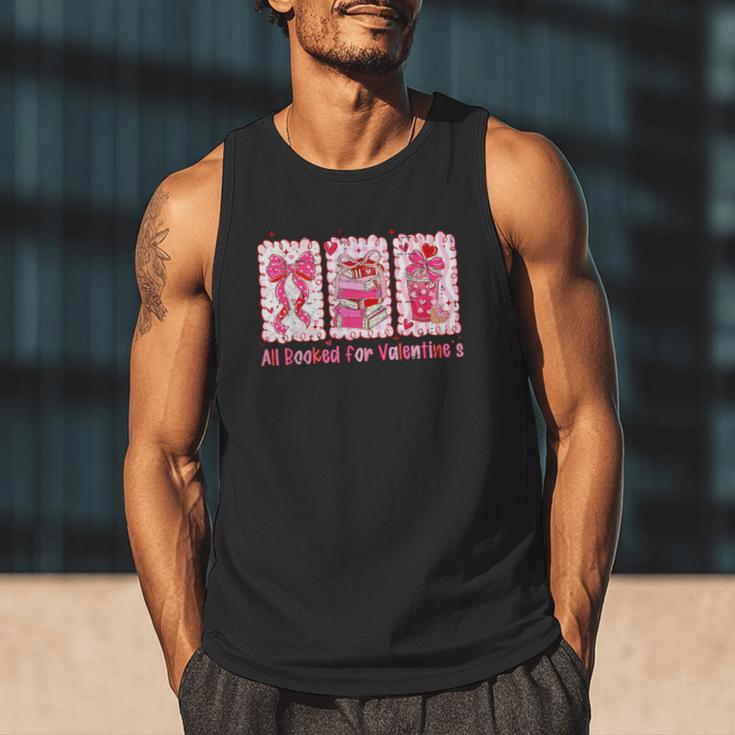 Retro Coquette Bow All Booked For Valentines Book Lover Cute Men Tank Top