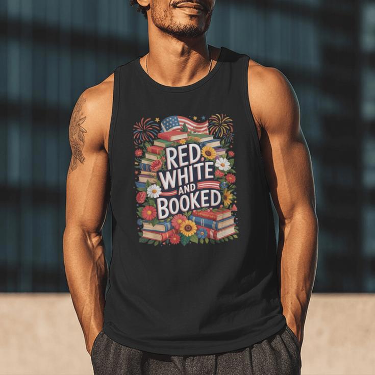 Retro Floral Red & Booked Library Reading 4th Of July Men Tank Top Retro Floral Red & Booked Library Reading 4th Of July Men Tank Top