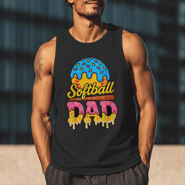 Retro Ice Cream Drip Softball Dad Game Day Dad Father's Day Men Tank Top