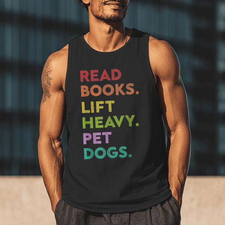 Retro Read Books Lift Heavy Pet Dogs Gym Book Lover Men Tank Top