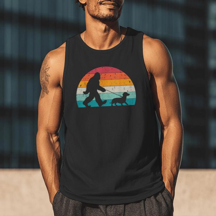 Retro Sasquatch Lover Doxie Wiener Dog Walker Bigfoot Walking a Dog Dachshund Weiner Dog Dad Weenie Small Men Tank Top Retro Sasquatch Lover Doxie Wiener Dog Walker Bigfoot Walking a Dog Dachshund Weiner Dog Dad Weenie Small Men Tank Top