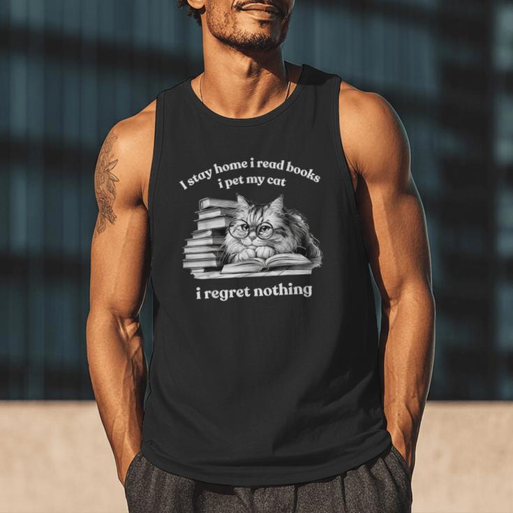 Retro I Stay Home I Read Books I Pet My Cat I Regret Nothing Men Tank Top Retro I Stay Home I Read Books I Pet My Cat I Regret Nothing Men Tank Top