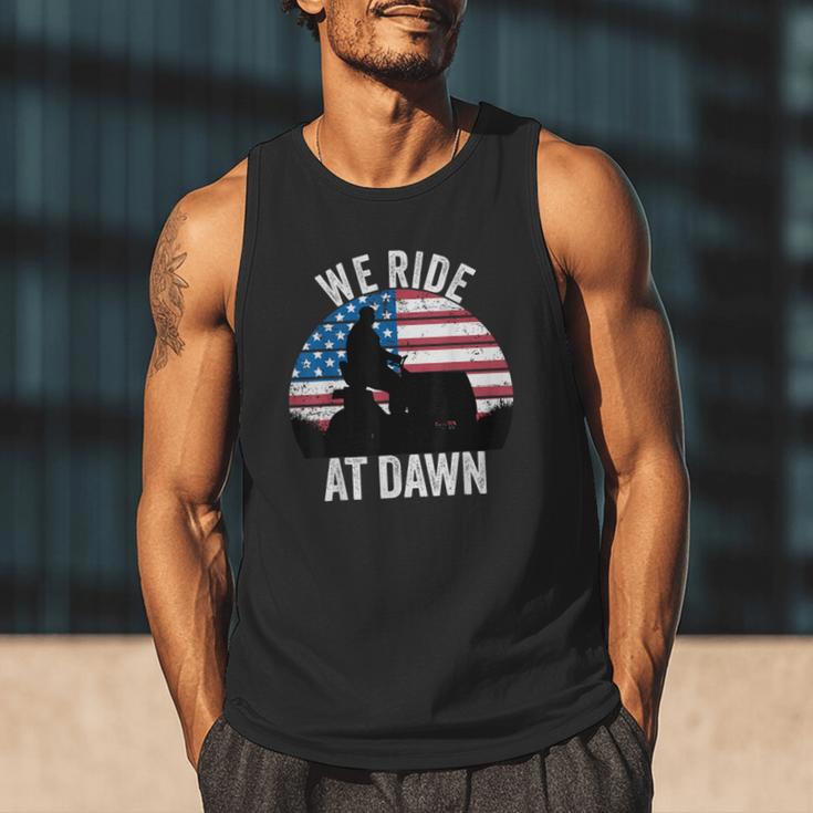 We Ride At Dawn Lawnmower Lawn Mowing Dad Vintage Men Men Tank Top