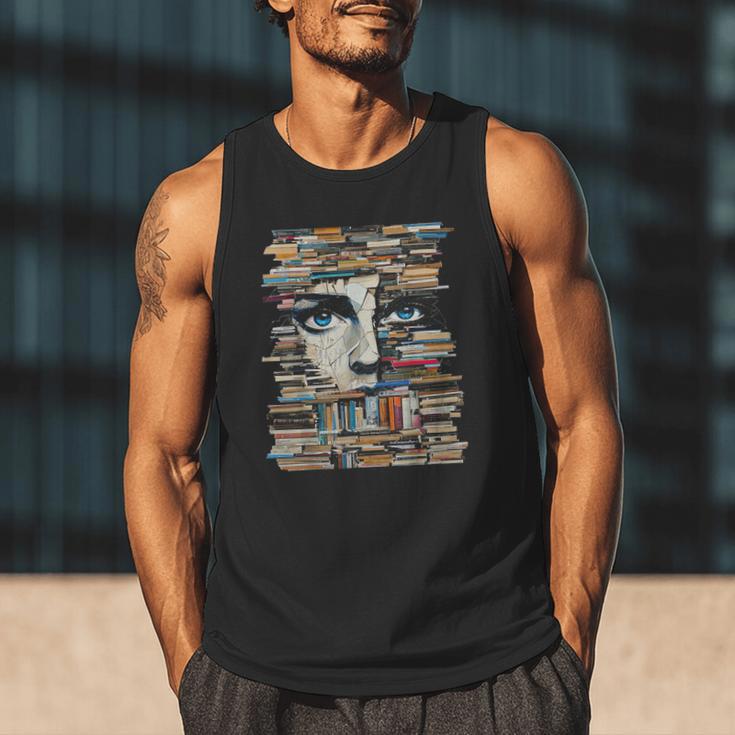 RtY Book Man Graphic Eyes Colorful Art Small Men Tank Top