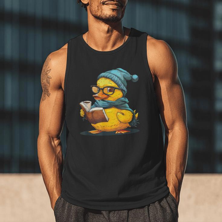 Rubber Duck Reading Book Rubber Duckie Reader Coffee Lover Men Tank Top