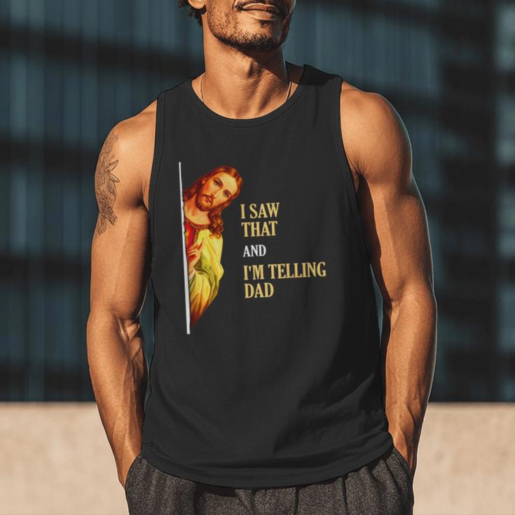 I Saw That I'm Telling Dad Religious Christian Jesus Men Tank Top