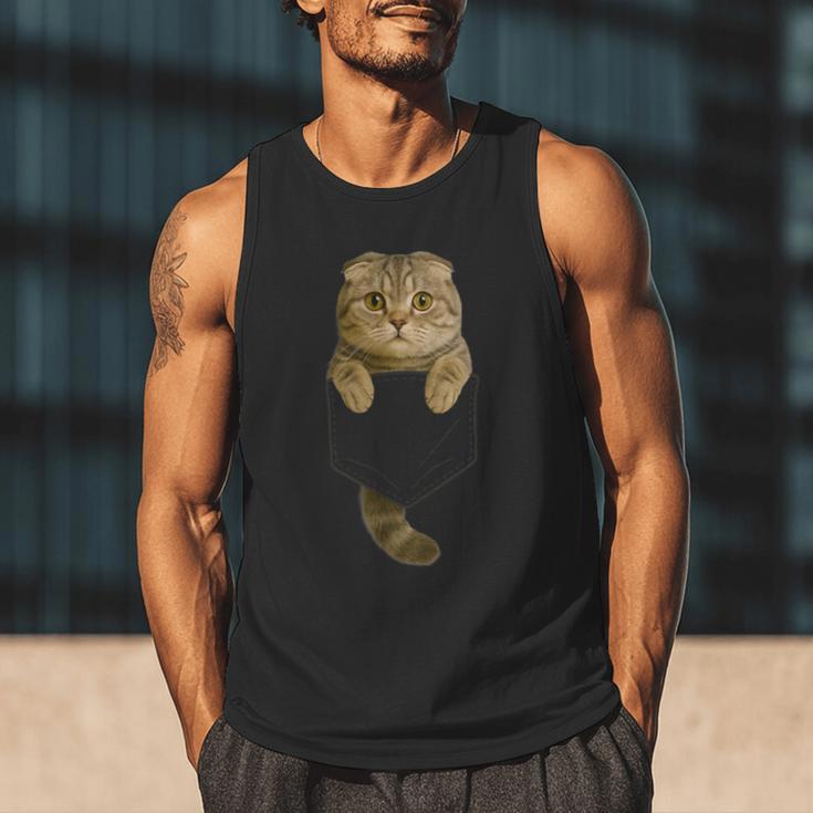 Scottish Fold Cat Pocket Cat Mom Cat Dad Cat Lover Men Tank Top
