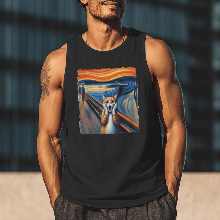 The Scream Cat Parody For Kitty Cat Lover Cat Mom Cat Dad Men Tank Top