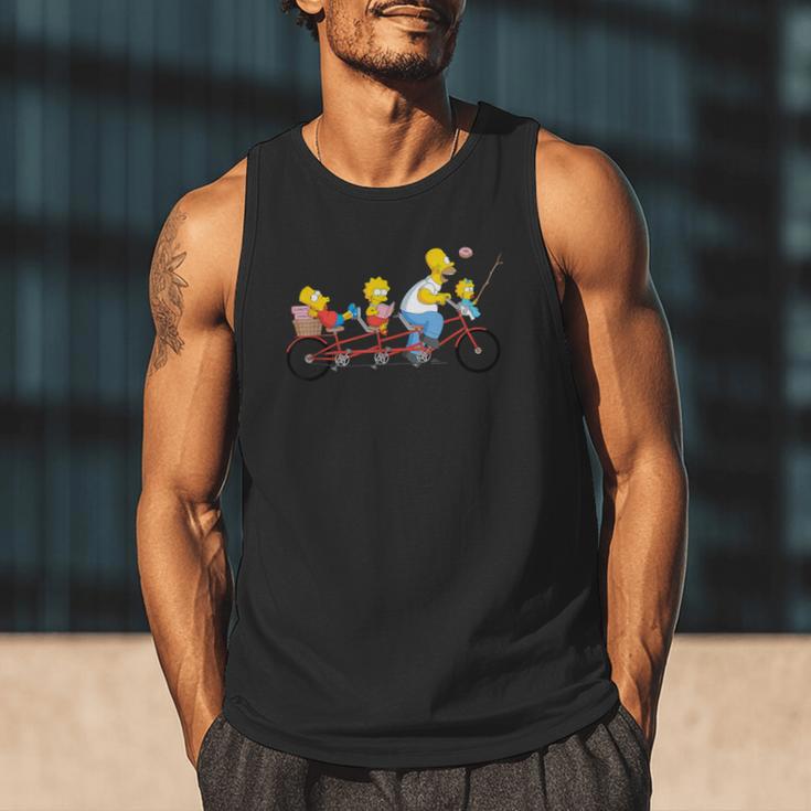 The Simpsons Father's Day Homer And Kids Bike Ride With Dad Men Tank Top