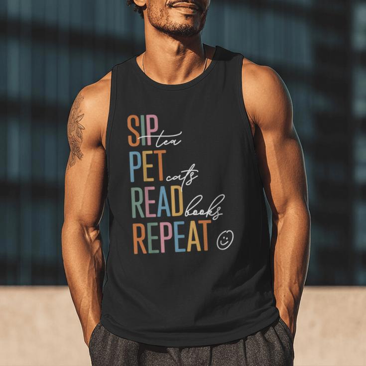Sip Tea Pet Cats Read Books Repeat Book Cat Lover Men Tank Top Sip Tea Pet Cats Read Books Repeat Book Cat Lover Men Tank Top