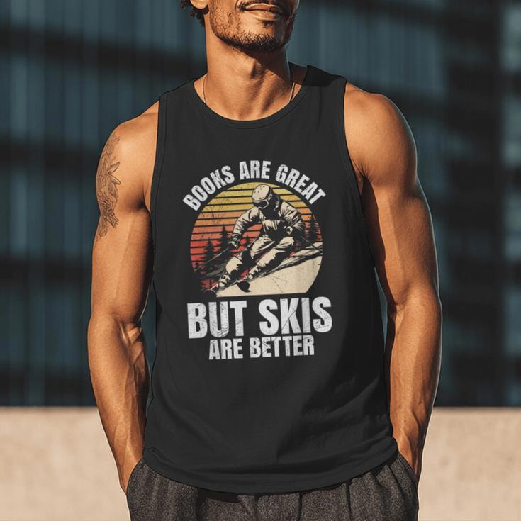 Skier BOOKS ARE GREAT BUT SKIS ARE BETTER Vintage Men Tank Top Skier BOOKS ARE GREAT BUT SKIS ARE BETTER Vintage Men Tank Top