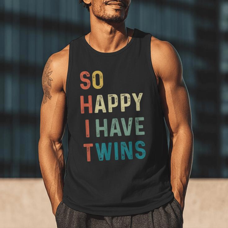 So Happy I Have Twins Mom Dad Parent Saying Slogan Men Tank Top
