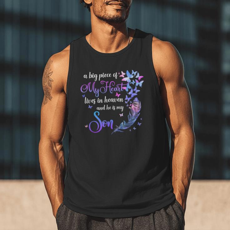 My Son Lives In Heaven Memorial Quotes Love Mom Dad Matching Men Tank Top