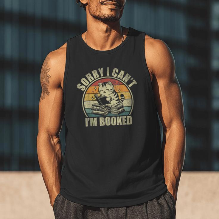 Sorry I Can't I'm Booked Reading For Cat Lover For Men Women Men Tank Top Sorry I Can't I'm Booked Reading For Cat Lover For Men Women Men Tank Top