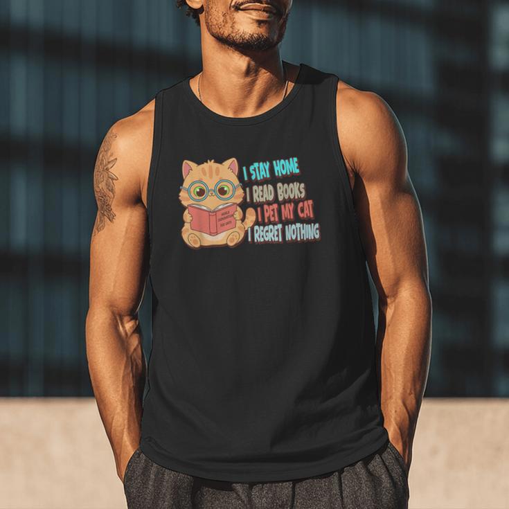 Stay Home Read Books Pet My Cat Regret Nothing Cats Book Men Tank Top Stay Home Read Books Pet My Cat Regret Nothing Cats Book Men Tank Top