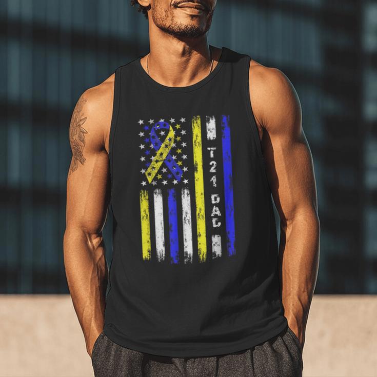 T21 Dad American Flag Down Syndrome Awareness Men Tank Top T21 Dad American Flag Down Syndrome Awareness Men Tank Top