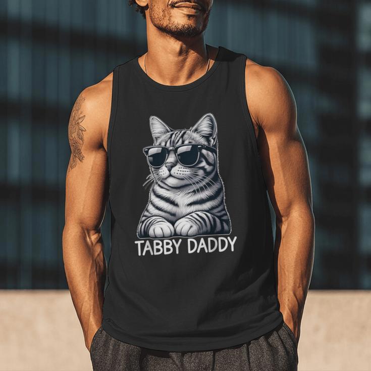 Tabby Daddy Cat Dad Graphic Grey Tabby Cat Lover Men Tank Top