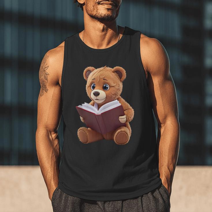 Teddy Bear Reading a Book Men Tank Top