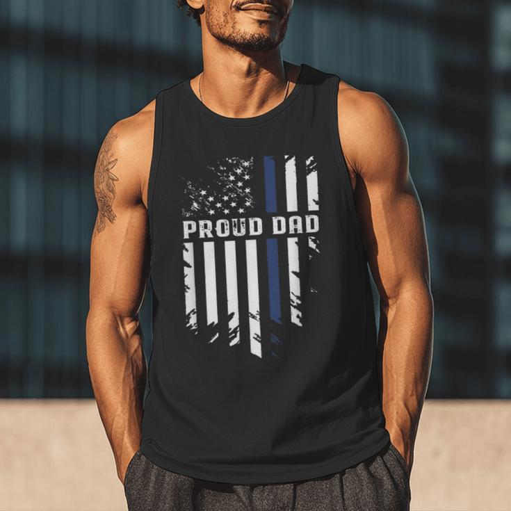 Thin Blue Line Proud Dad Police Family T-Shirt Men Tank Top