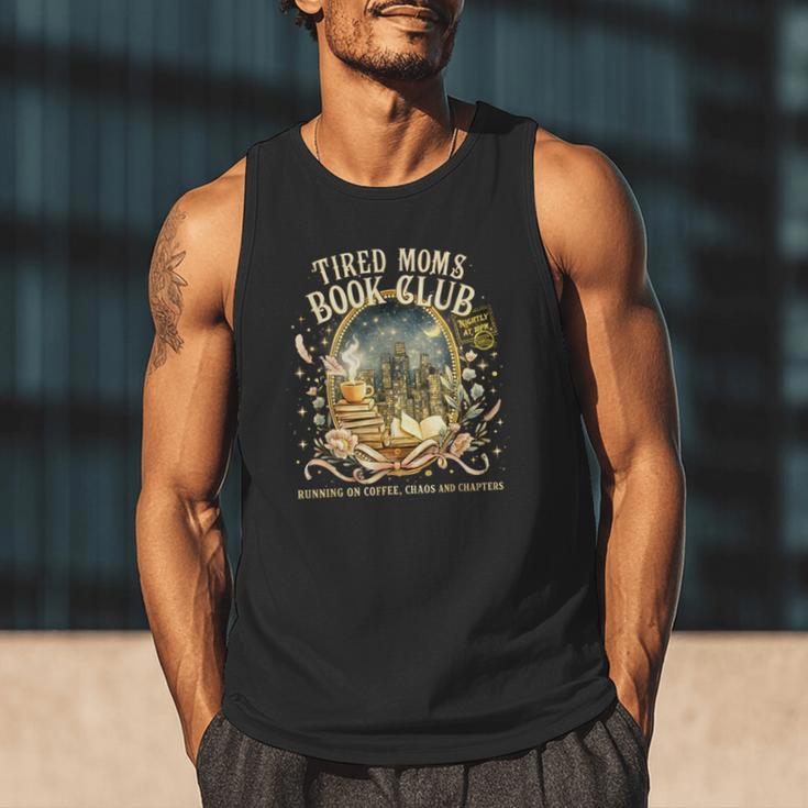 Tired Moms Book Club Cozy Night Coffee Reading Cat Men Tank Top Tired Moms Book Club Cozy Night Coffee Reading Cat Men Tank Top