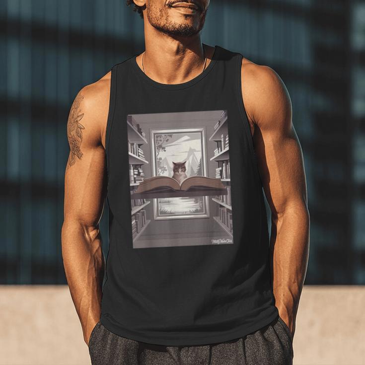 Totally Weird Tees Cat Library Book Reading Literary Men Tank Top Totally Weird Tees Cat Library Book Reading Literary Men Tank Top