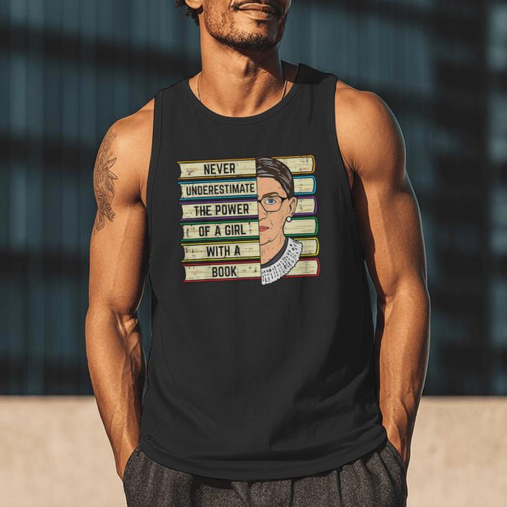 Never Underestimate Girl Read Book Reading Librarian Women Men Tank Top