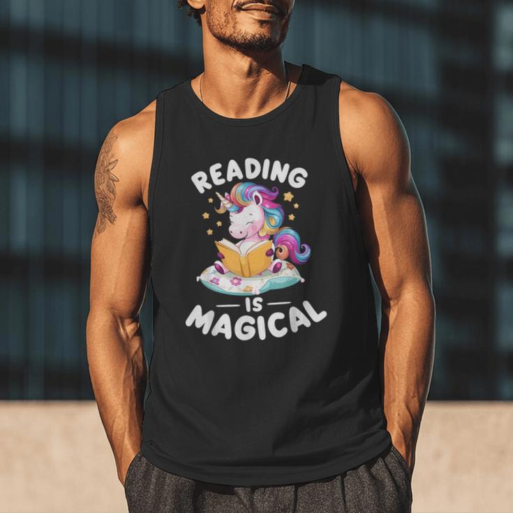Unicorn Teacher Reading Is Magical Book Men Tank Top