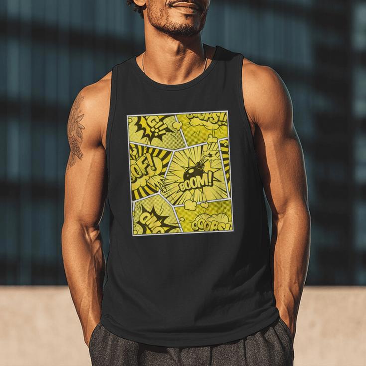 Varsity-Gold Yellow Comic Book University Varsity-Gold Men Tank Top Varsity-Gold Yellow Comic Book University Varsity-Gold Men Tank Top