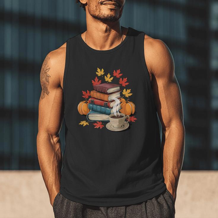 Vintage Books Tea Lovers Fall Autumn Leaves And Pumpkins Men Tank Top Vintage Books Tea Lovers Fall Autumn Leaves And Pumpkins Men Tank Top