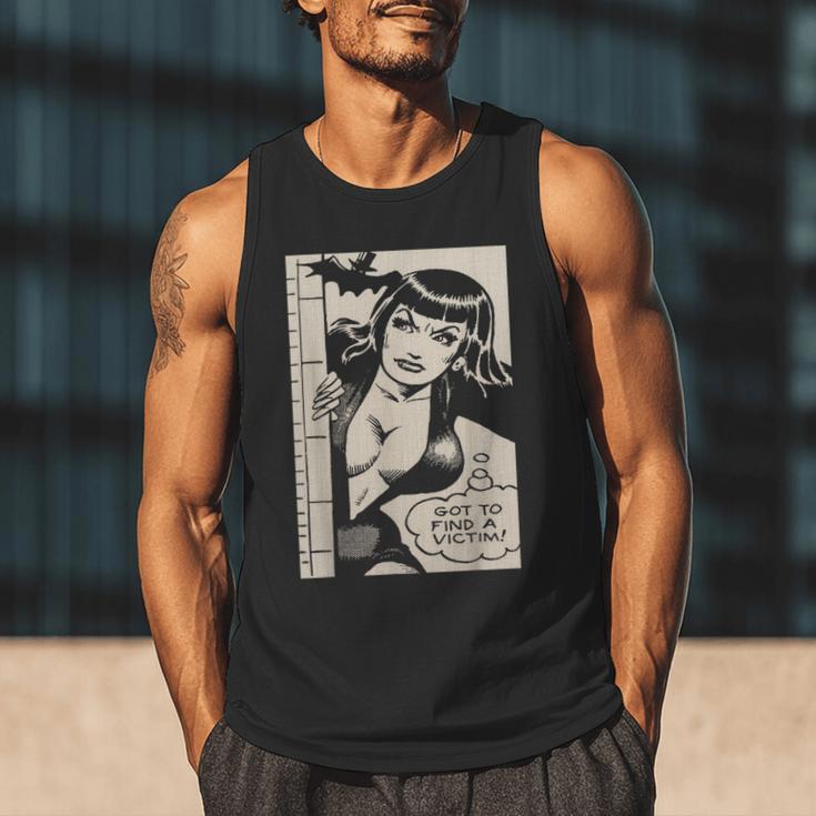 Vintage Vampire Bat Vampire Pin Up Girl Horror Comic Book Men Tank Top