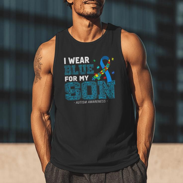 I Wear Blue For My Son Autism Awareness Mom Dad Parents Men Tank Top