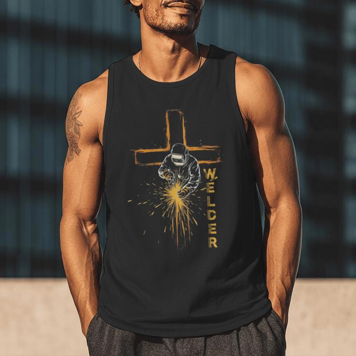 Welder Christian Cross Weld Welding Dad Jesus Lover Men Tank Top