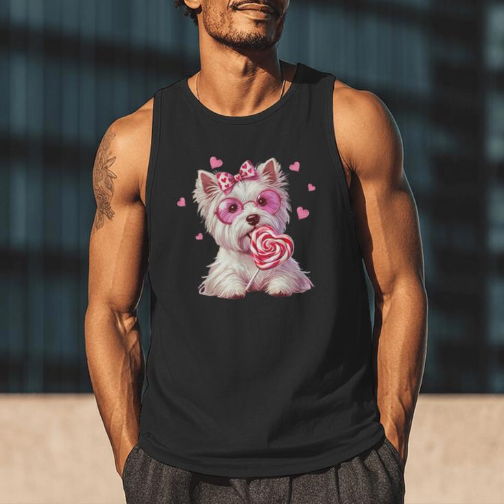 Westie Dog Valentines Day Dog Mom Westie Dad Candy Sucker For Men Women Girls Kids Men Tank Top