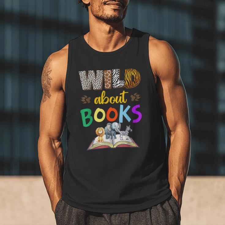 Wild About Reading Books Reader Bookworm Animals Book Lover Men Tank Top Wild About Reading Books Reader Bookworm Animals Book Lover Men Tank Top