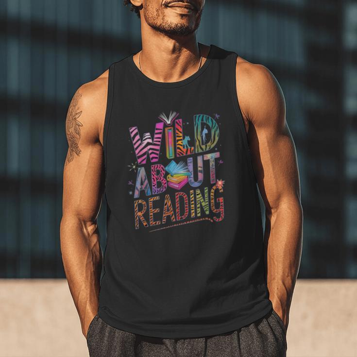 Wild About Reading Books Readers Lovers Bookworm Library Day Men Tank Top