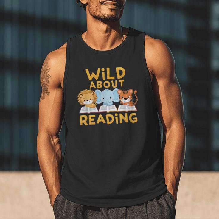 Wild About Reading Cute Animal Book Lover Kids Men Tank Top Wild About Reading Cute Animal Book Lover Kids Men Tank Top