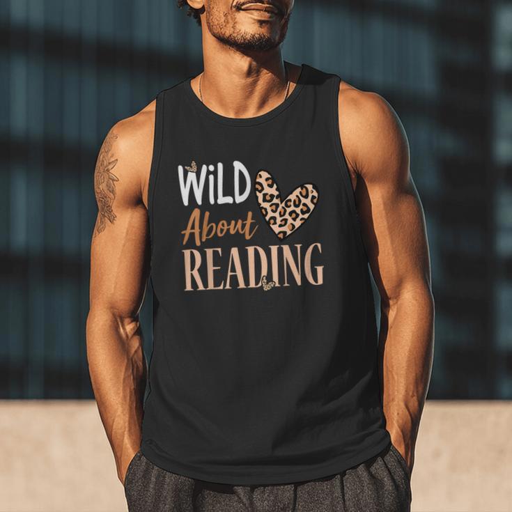 Wild About Reading Teacher Books Reader Lovers Leopard Zebra Men Tank Top