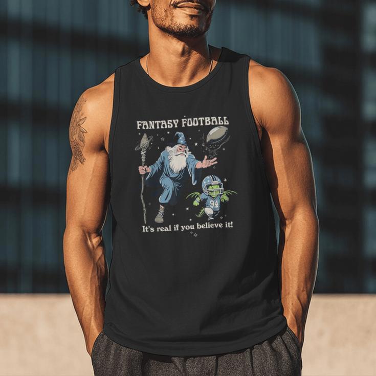 Wizard Dragon Fantasy Football Player Literal Dad Joke Men Tank Top