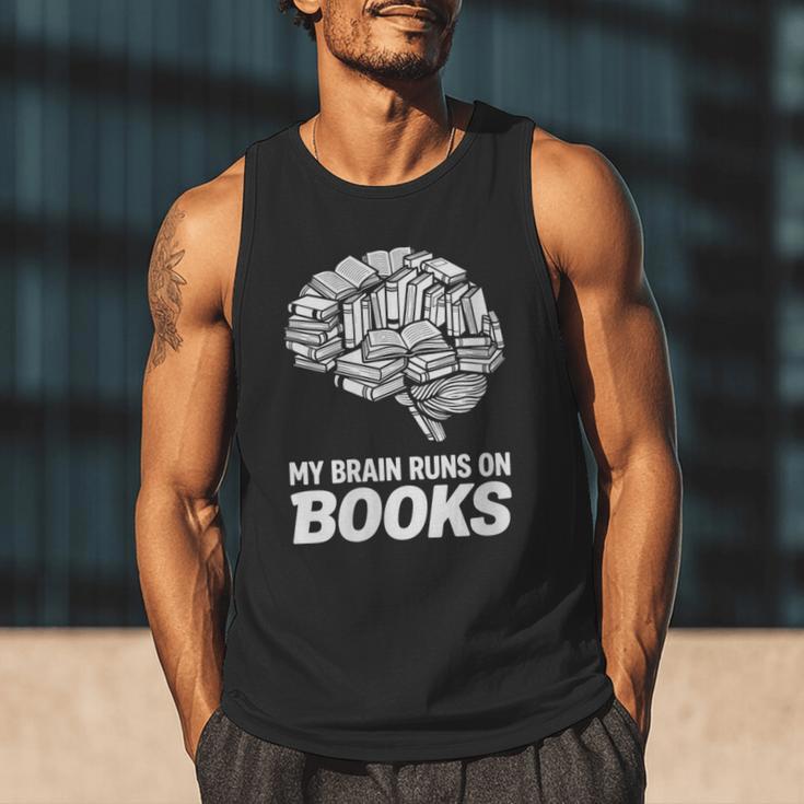 Women's My Brain Runs On Books Reading Bookworm Men Women Men Tank Top