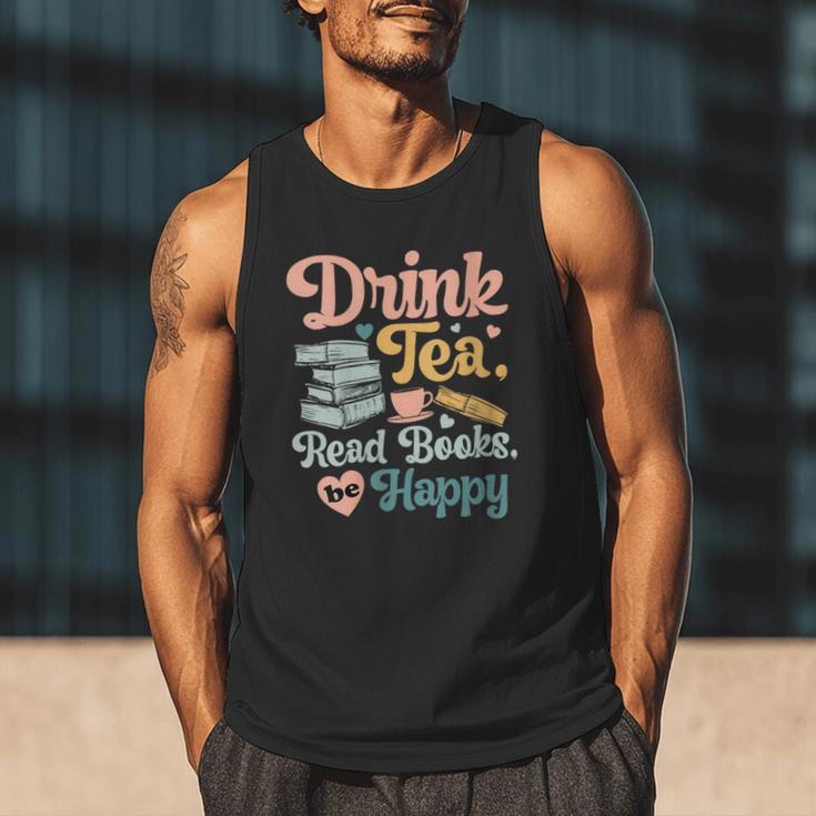 Women's Drink Tea Read Books Nerd Book Reader Book Reading Lover Men Tank Top