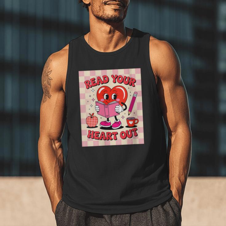 Women's Read Your Heart Out Groovy Bookish Valentine Day Women Girls Men Tank Top