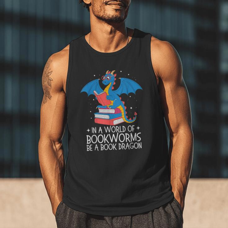 In A World Full Of Bookworms Be A Book Dragon Reading Men Tank Top
