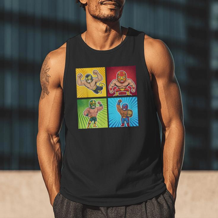 Wrestling Comic Book Wrestler Mexican Lucha Libre Mask Men Tank Top