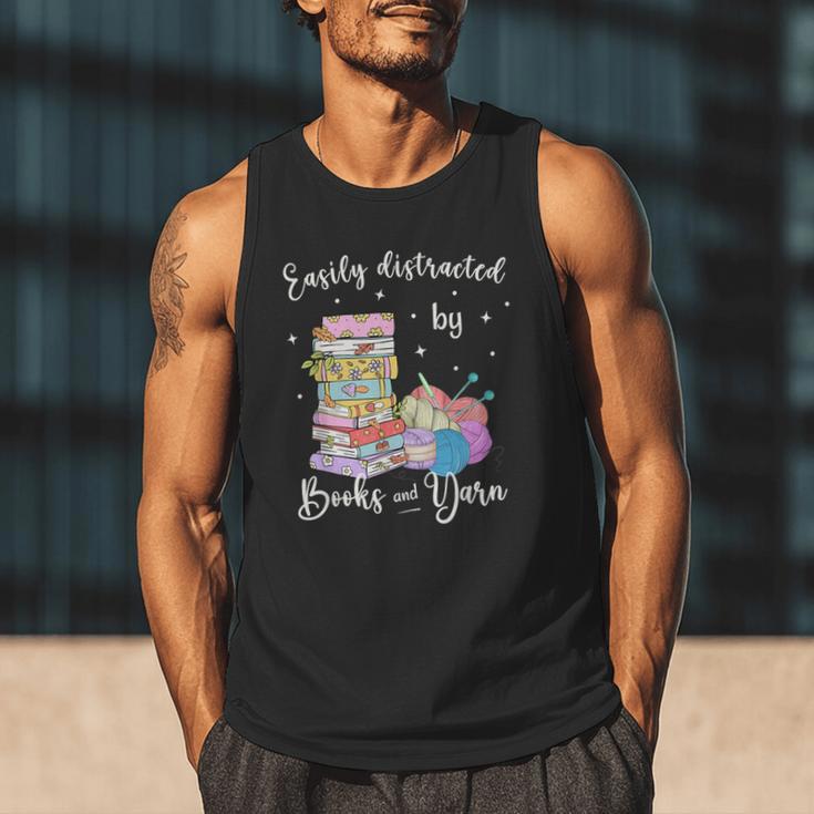 Yarn Quote Easily Distracted By Books And Yarn Reader Men Tank Top