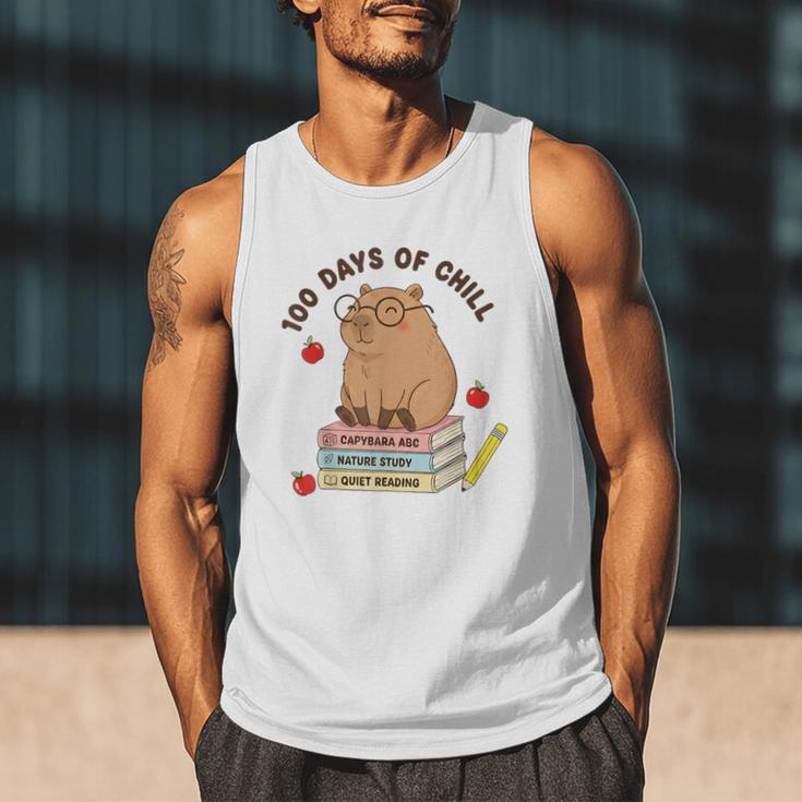 100 Days Of Chill Cute Capybara School Book Lover Men Tank Top 100 Days Of Chill Cute Capybara School Book Lover Men Tank Top