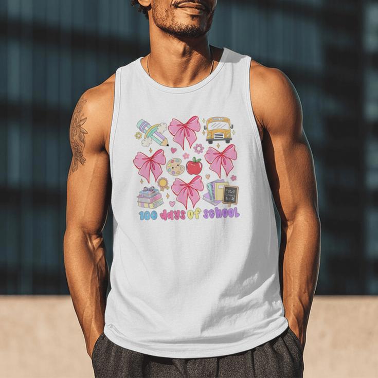 100 Days Of School Coquette Bow School Bus Pencil Books Men Tank Top