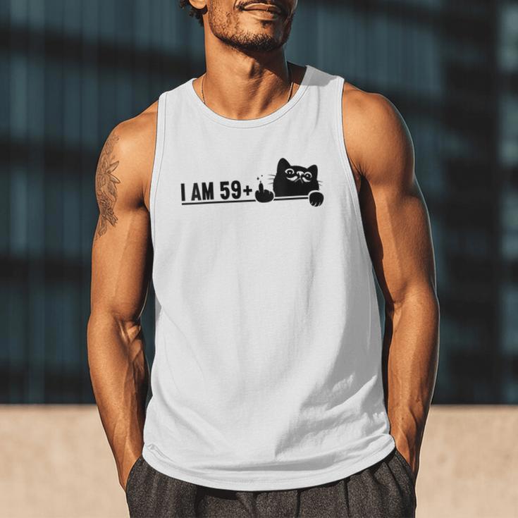 I Am 59 Plus 1 Middle Finger For A 60th Birthday Cat Mom Dad Men Tank Top