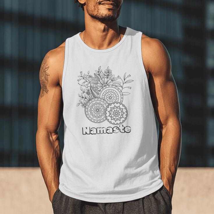 Adult Coloring Book Namaste Yoga Flowers Men Tank Top Adult Coloring Book Namaste Yoga Flowers Men Tank Top