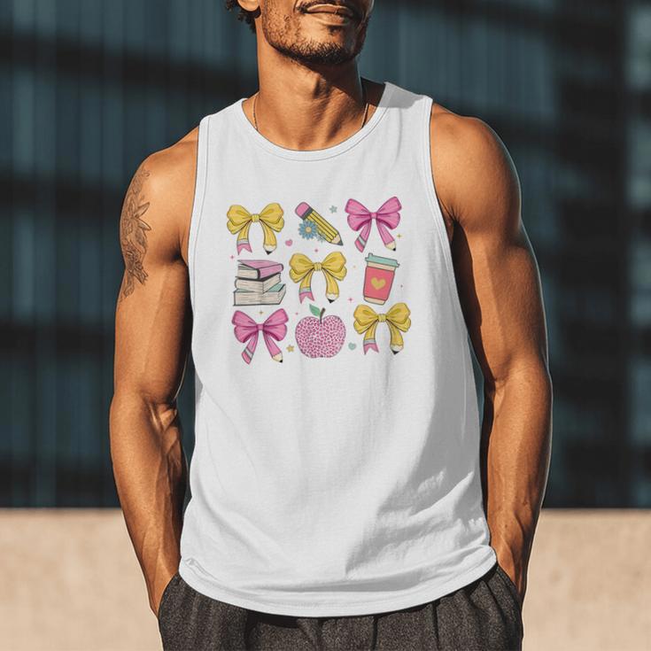 Apple Coquette Bow Books First Day Of School Back To School Men Tank Top