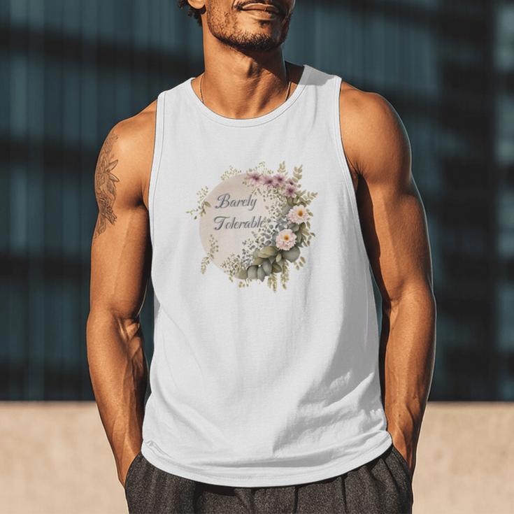 Barely Tolerable Book Lover Bookish Floral Bookworm Men Tank Top